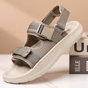 Men's Summer <b>Flat</b> <b>Sandals</b> Textile Upper Open Toe Mesh Lining Rubber Outsole Anti Slip Casual Outdoor Sport Beach Shoes Hook Loop - Product Image 2
