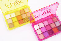 Palette d'ombres à paupières au néon métallisé mat et brillant, 15 couleurs, poudre à haute teneur en pigments pour un maquillage vert rose clair