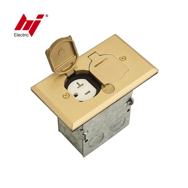 UL Approval Brass Floor Box with 20A TR American Socket Receptacle and Junction Box Electrical Outlet Socket Boxes