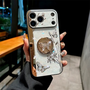 Funda de Teléfono con Diseño de Mariposas y Flores, Textura de Concha, Estilo Lujoso, Brillante, Resistente a Impactos, para iPhone 17/17air/17pm/17pro - Product Image 5