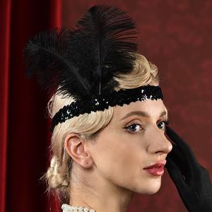 Vente chaude 1920s Flapper Bandeau Costume Flapper Casque pour Femmes Plume Bandeau pour <span class=keywords><strong>Gatsby</strong></span> Thème Fête Cheveux Accessoires - Product Image 4