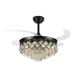 42-inch Quạt trần có thể thu vào quạt trần với ánh sáng LED Đèn chùm pha lê hiện đại quạt điều khiển từ xa DC Reversible - Product Image 6