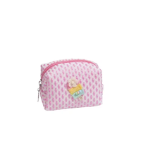 Dompet Mini Kualitas Tinggi Bahan Kanvas Polyester Vintage, Dompet Ramping Anti Maling dengan Ritsleting, Desain Kartun Sederhana, Banyak Slot Kartu
