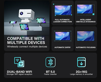 Proyektor Home Theater 4K, 800 ANSI Lumens Auto Focus Android 14 LED, 2000:1 Smart Portabel untuk Gaming Indoor Outdoor