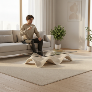 YUWEI Canapé convertible en bois massif, mobilier moderne pour salon, <span class=keywords><strong>table</strong></span> basse classique avec plateau en bois - Product Image 5
