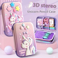 Fournitures scolaires, boîte à crayons 3D Unigear, boîte à crayons personnalisée, esthétique, dessin animé, mignon cheval, pour filles, enfants, garçons
