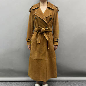 Kadınlar ekstra uzun süet deri trençkot yüksek kalite kadınlar uzun kış deri ceket - Product Image 2