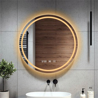 Miroir LED de salle de bain mural intelligent rond avec interrupteur tactile anti-buée étanche