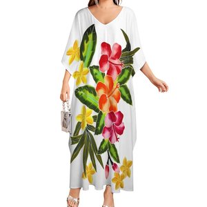 Vestido de Fiesta Largo para Mujer, Cuello Redondo, Estampado Tropical Hawaiano, Corte Holgado, Cintura Natural, Ecológico y Transpirable - Product Image 2
