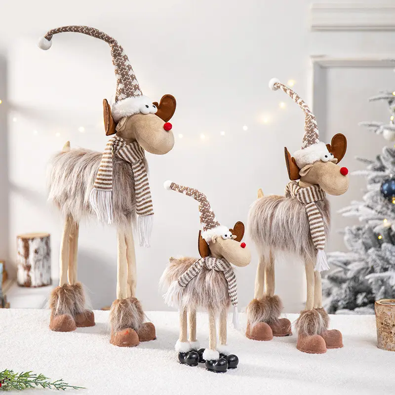 Decorative Artificial Crafts Art Christmas Elk Statue Decoration Christmas Deer Decoration For New Year Elk For Christmas