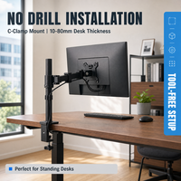 Support d'écran unique ergonomique OEM à mouvement complet, capacité de 19,8 lb, bras de moniteur unique VESA réglable pour écrans de 17 à 32 pouces