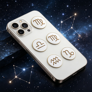 Pegatinas de esmalte del zodíaco para teléfono, calcomanías personalizadas de <span class=keywords><strong>horóscopo</strong></span> para dispositivos, recuerdos metálicos de astrología, regalos de planetario, directo de fábrica, MOQ bajo - Product Image 4