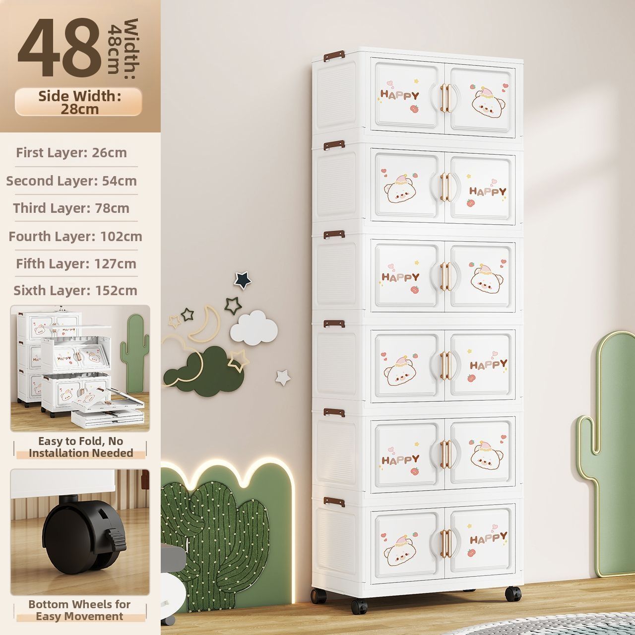 47-sided wide electroplated handle storage cabinet cake bear