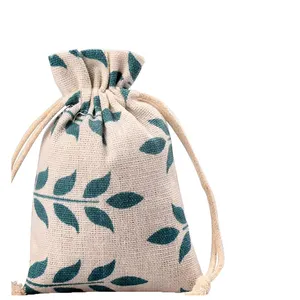 Custom Printed 4x6inch Natural Jute Sachet Bags Drawstring Cotton Linen Lavender Pouches