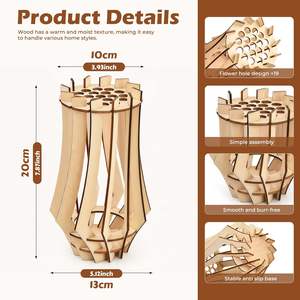 Lot de 2 ensembles de construction en bois <span class=keywords><strong>Lego</strong></span> pour vase à fleurs avec support de présentation pour bouquet de roses - Cadeau DIY pour enfants et amis - Product Image 2