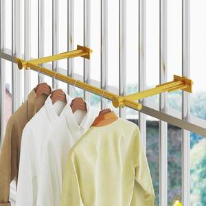 Barre de séchage de vêtements antivol avec filet de protection, <span class=keywords><strong>pour</strong></span> usage domestique intérieur, <span class=keywords><strong>sans</strong></span> <span class=keywords><strong>perçage</strong></span>, simple, <span class=keywords><strong>pour</strong></span> balcon, cadre de fenêtre, <span class=keywords><strong>baie</strong></span> <span class=keywords><strong>vitrée</strong></span> Tg74510 - Product Image 2