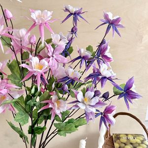 Fleurs artificielles Yasunobu Columbine en soie, branche unique, blanc, rose, violet, jaune, pour décoration de mariage et arrangement de table à la maison - Product Image 4