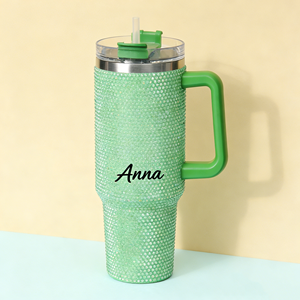Tazza Termica Verde UV per <span class=keywords><strong>Caffè</strong></span> Freddo, Bicchiere Isolato Sottovuoto da 40oz con Vernice Diamantata, Doppio Strato, Personalizzabile con <span class=keywords><strong>Nome</strong></span> - Product Image 1