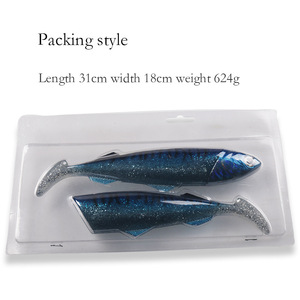 Señuelo Biónico de Pesca en Agua Media para Atún y Caballa, Cebo Artificial Suave de 26cm, 1 Cabeza y 2 Colas, para Pesca en Barco - Product Image 3