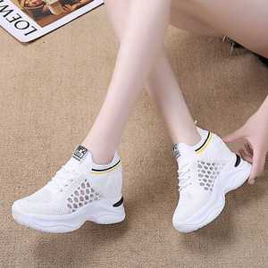 <span class=keywords><strong>Sneakers</strong></span> Casual con Tacco Alto e Suola Spessa, Scarpe <span class=keywords><strong>Bianche</strong></span> Traspiranti in Mesh per <span class=keywords><strong>Donna</strong></span>, Calzature Femminili con Rialzo Interno - Product Image 3