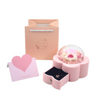 Boîte à bijoux en acrylique en forme de fleur de prunier, boîte de rangement florale élégante pour la Saint-Valentin