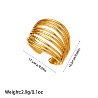 Neuer Heißer Wasserdichter PVD 18K Vergoldeter Edelstahlring Verstellbarer Modeschmuck für Damen Großhandel Offene Modische Ringe