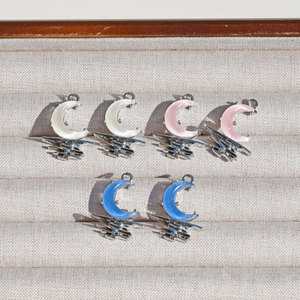 Pendentifs en forme de lune en alliage de zinc blanc rose bleu pour la fabrication de bijoux DIY, breloques, accessoires, pendentif unisexe tendance GJ318 - Product Image 3