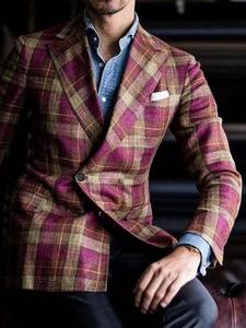 Kustom Slim Fit Double Breasted <span class=keywords><strong>Prom</strong></span> Formal jaket penutup bernapas kostum Tuxedo pernikahan blazer untuk pria - Product Image 5