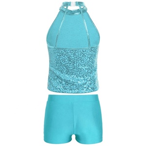 Ensemble de danse pour filles de 6 à 16 ans, fabricant de costumes de danse, vente en gros de hauts et shorts pour la gymnastique, compétition, spectacle sur scène - Product Image 3