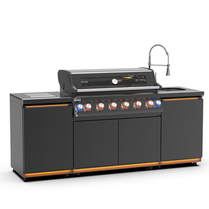 Cuisine d'extérieur modulaire moderne haut de gamme avec <span class=keywords><strong>barbecue</strong></span> <span class=keywords><strong>à</strong></span> <span class=keywords><strong>gaz</strong></span> noir autoportant et évier, <span class=keywords><strong>en</strong></span> promotion - Product Image 1