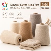 Fil à tricoter et à tisser coréen 13NM aspect lin, 50% coton peigné, 50% viscose, respirant, pour l'été, couleur personnalisée, fourniture directe usine