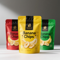 Sac d'Emballage Personnalisé pour Chips de Banane ou Plantain, en Plastique Stratifié avec Logo, Vente en Gros, Refermable avec Fermeture Ziplock