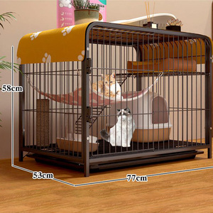 Luxe duurzame ijzeren solide grote meerlaagse katten- en hondenkooi met kunststof lade en bak, zwart, op maat gemaakt voor alle seizoenen - Product Image 1