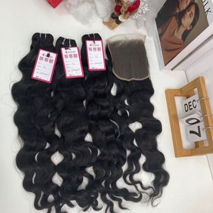 Natural Hair Extensions Bundles Raw Virgin Cuticle Aligned Vietnamese Hair Virgin <b>Body</b> <b>Wave</b> With HD 5*5 Closure - Product Image 1