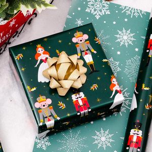 Christmas gift wrapping <b>paper</b> with aluminized walnut shaped toy mouse girl <b>pattern</b> Double sided printing Customizable - Product Image 2