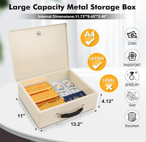 Caja Fuerte Portátil Contra Incendios con Cerradura de Llave, Caja de Seguridad Metálica Resistente al Fuego, Caja de Almacenamiento Segura, Caja de Depósito de Seguridad - Product Image 2