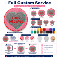 Écusson en chenille personnalisé en forme de cœur, broderie ronde pour serviette, badge avec message personnalisé, applique pour vêtements