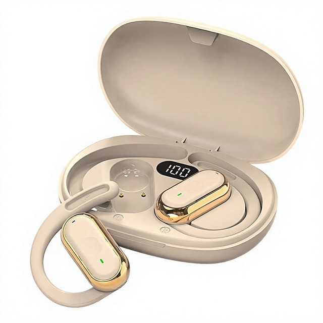 Wireless Bone Conduction Headphones Digital Display Active Noise Cancellation for 5.4 IPX5 Waterproof Ear-Clip Design