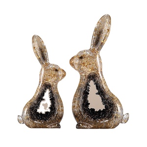 <b>Light</b> Luxury Transparent Gold Foil <b>Rabbit</b> Ornament High-End Epoxy Resin Artistic Folk Art Home Living Room Wine Cabinet TV - Product Image 1