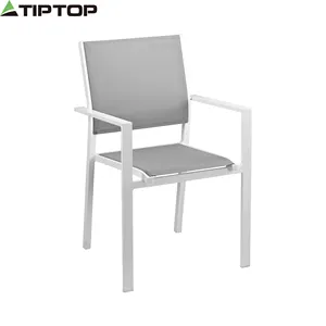 เก้าอี้สแตนเลสแบบซ้อนได้พร้อมผ้าเท็กซ์ไทล์ เก้าอี้กลางแจ้ง เก้าอี้สวน - Product Image 1