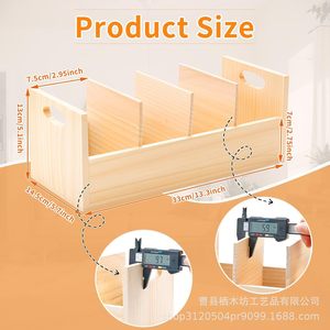 Caja de almacenamiento de madera con compartimentos y divisores para armario, organizador de zapatos de bebé, estante portátil para libros y revistas - Product Image 5