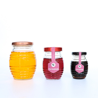 Forme de ruche bon marché 100ml 180ml 380ml 750ml Pot en verre fileté miel Pot de confiture Pot en verre de qualité alimentaire avec couvercle à vis en métal
