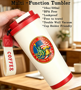 Vaso de Acero Inoxidable de Doble Pared de 16 oz, Edición Patriótica del 250 Aniversario de EE. UU. 1776-2026, Taza de Viaje con la Frase 'We The People', Regalo del 4 de Julio - Product Image 3