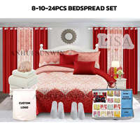Ensemble de literie king size en coton, 24 pièces, grand format, ensemble de draps, ensemble de literie 25 pièces avec rideaux assortis, couvre-lit king size