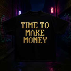 T-shirt graphique oversize « Time To Make Money » pour homme, streetwear, col rond, manches courtes, 100 % coton jersey imprimé - Product Image 2