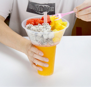 Commercio all'ingrosso personalizzato 500ml 700ml Snack e bere tazza di plastica con paglia e vassoio Snack ciotola per Cola frutta tè Popcorn - Product Image 1