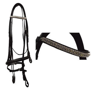 Bridon pour chevaux de haute qualité, personnalisable, léger, orné de strass, en cuir durable rembourré avec des options décoratives fantaisie, couleurs personnalisées - Product Image 1