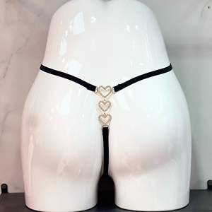 Bikini pour femme transfrontalier, couleur unie, broderie en dentelle, string ajouré, sexy et érotique, avec nœud, culotte triangle - Product Image 1