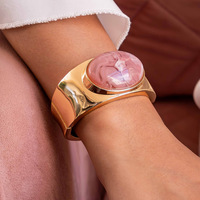 Nouveau Bracelet Oliva Tendance Classique Populaire Minimaliste Exagéré Large en Métal Plaqué Or pour Femme