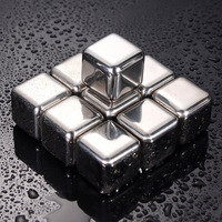 Pierres à whisky réutilisables en acier inoxydable 304 avec logo personnalisé, écologiques, certifiées CE, accessoires de bar en stock